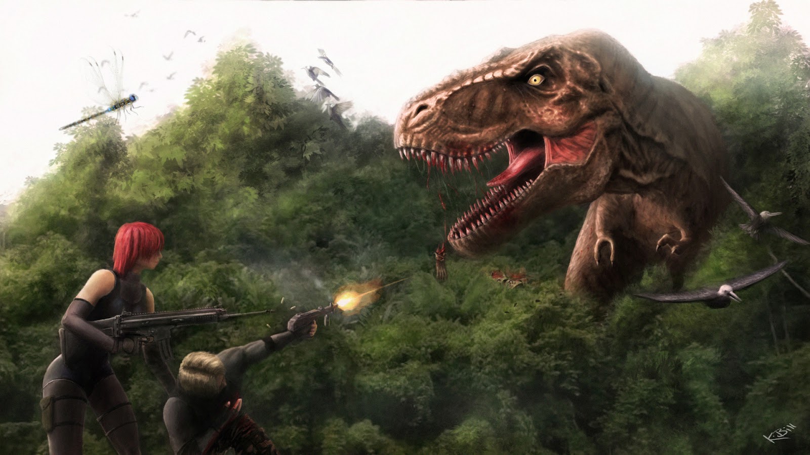 T-rex & Gigano  ในเกม dino crisis By KUBET